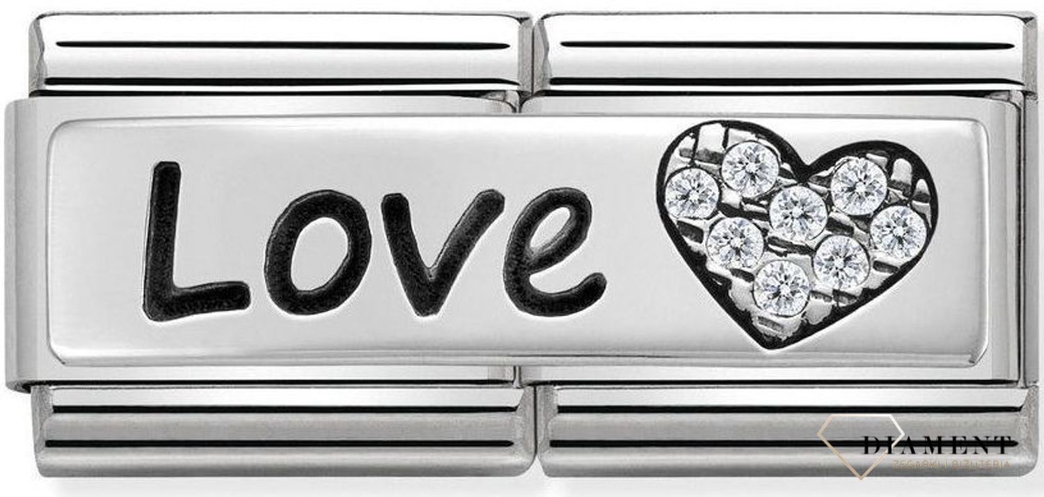 Nomination Double Link 925 zawieszka srebro 'Love z sercem' 330731 05 biżuteria nomination nomination zawieszki nomination baza.jpg